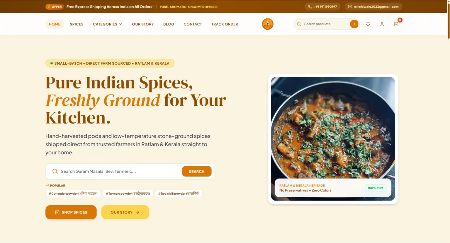 Mirchiwale Spices E-Commerce Project